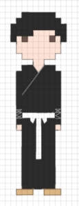 cross stitch pattern of a chinese man in traditional clothing